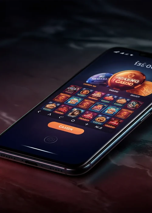 Modernes Interface des Vincispin Casino auf einem Tablet mit einer Auswahl beliebter Spielautomaten